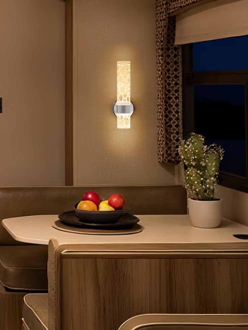 RV Camper Modern Crackle Glass LED Wall Sconce - Warm White - Picture 3 of 6